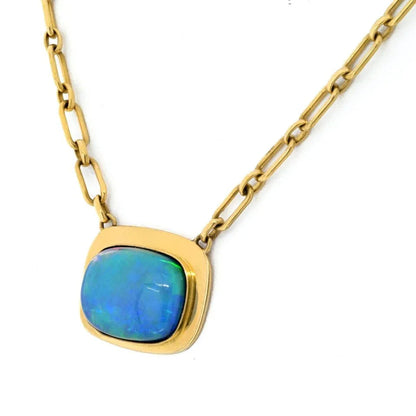 Carthttier 18K Yellow Gold 1970's Fire Opal Bezel Set Necklace