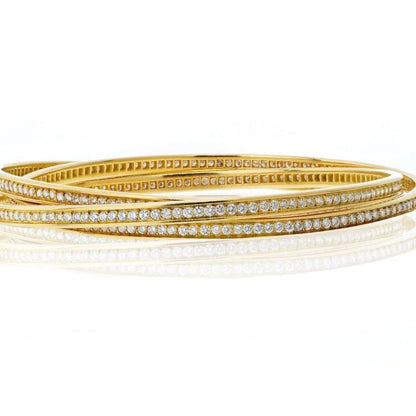 Carthttier 18K Yellow Gold Trinity Diamond Slip On Bracelet