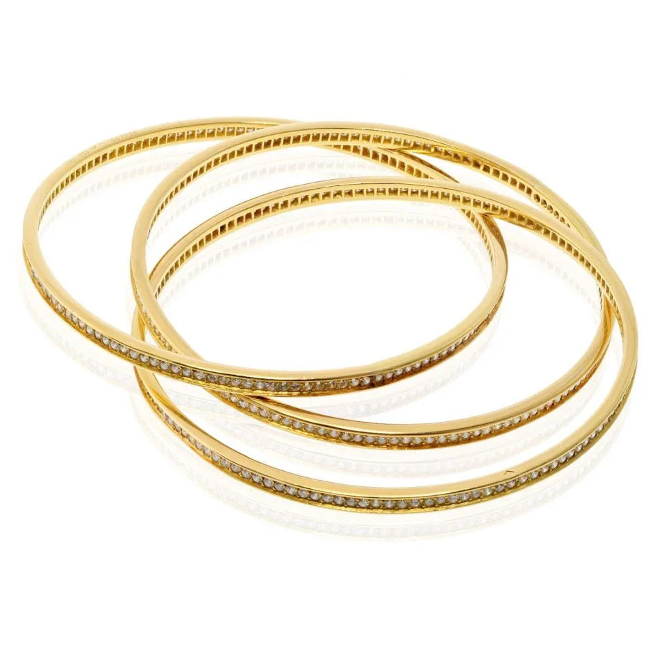 Carthttier 18K Yellow Gold Trinity Diamond Slip On Bracelet