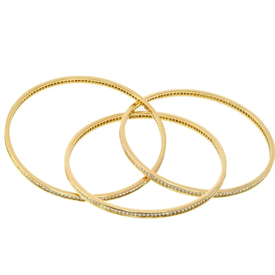 Carthttier 18K Yellow Gold Trinity Diamond Slip On Bracelet