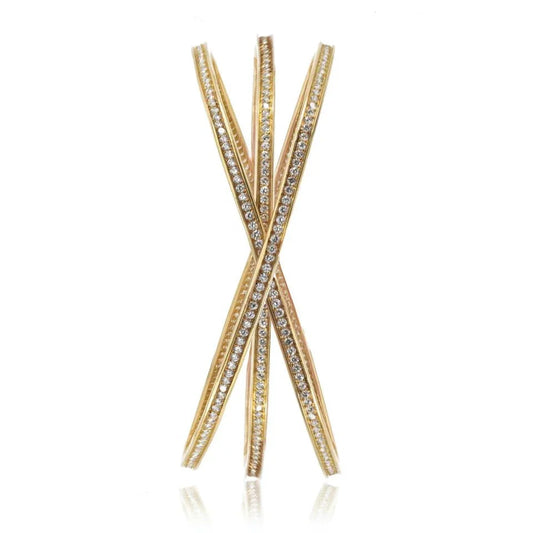 Carthttier 18K Yellow Gold Trinity Diamond Slip On Bracelet