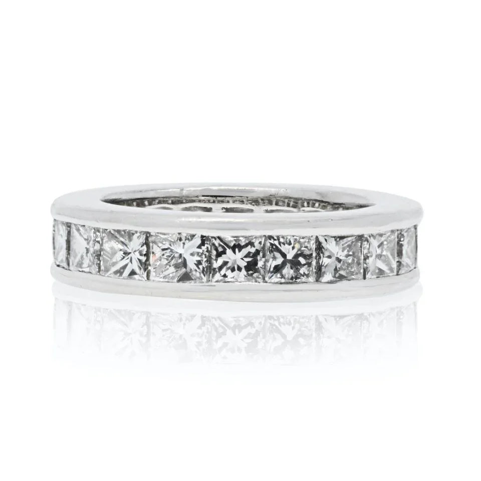 Carthttier Platinum 5.50cttw Princess Cut Diamond Eternity EU 49 Ring