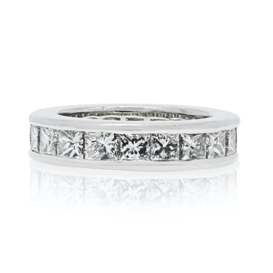 Carthttier Platinum 5.50cttw Princess Cut Diamond Eternity EU 49 Ring