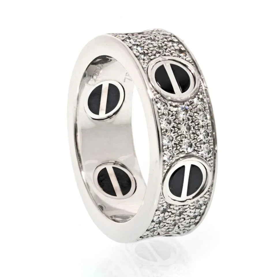 Carthttier 18K White Gold Love Black Ceramic EU 49 Ring