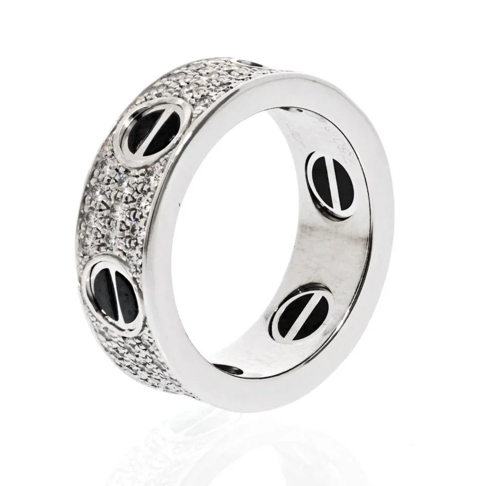 Carthttier 18K White Gold Love Black Ceramic EU 49 Ring