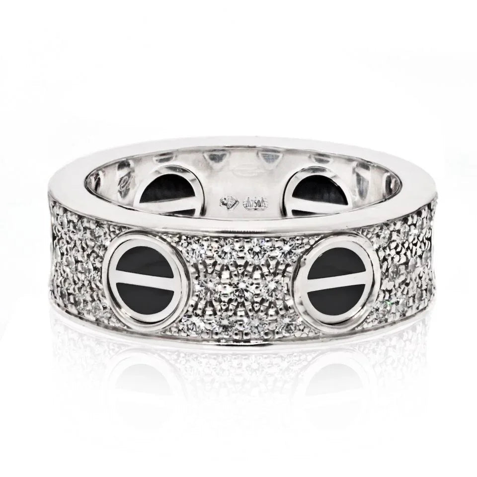 Carthttier 18K White Gold Love Black Ceramic EU 49 Ring