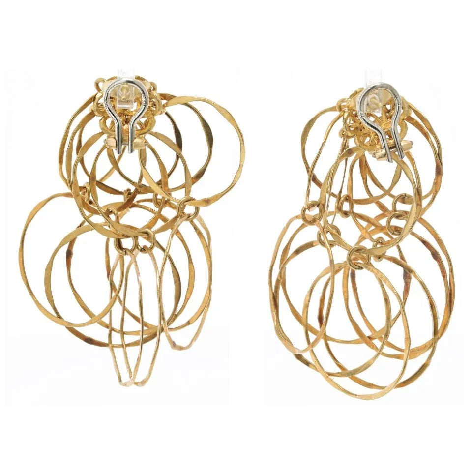 Carthttier 18K Yellow Gold 1970's Cascade Earrings