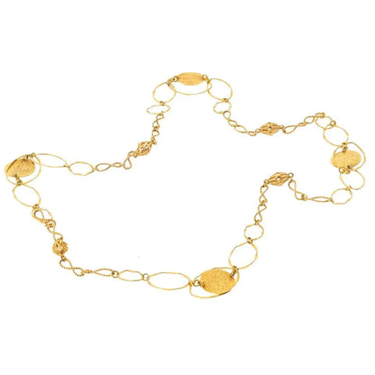 Carthttier 18K Yellow Gold 1970's Wire Twist Disk Chain Necklace