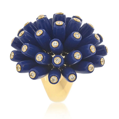 Carthttier Paris Nouvelle Vague 18K Yellow Gold Blue Lapis And Diamond Ring