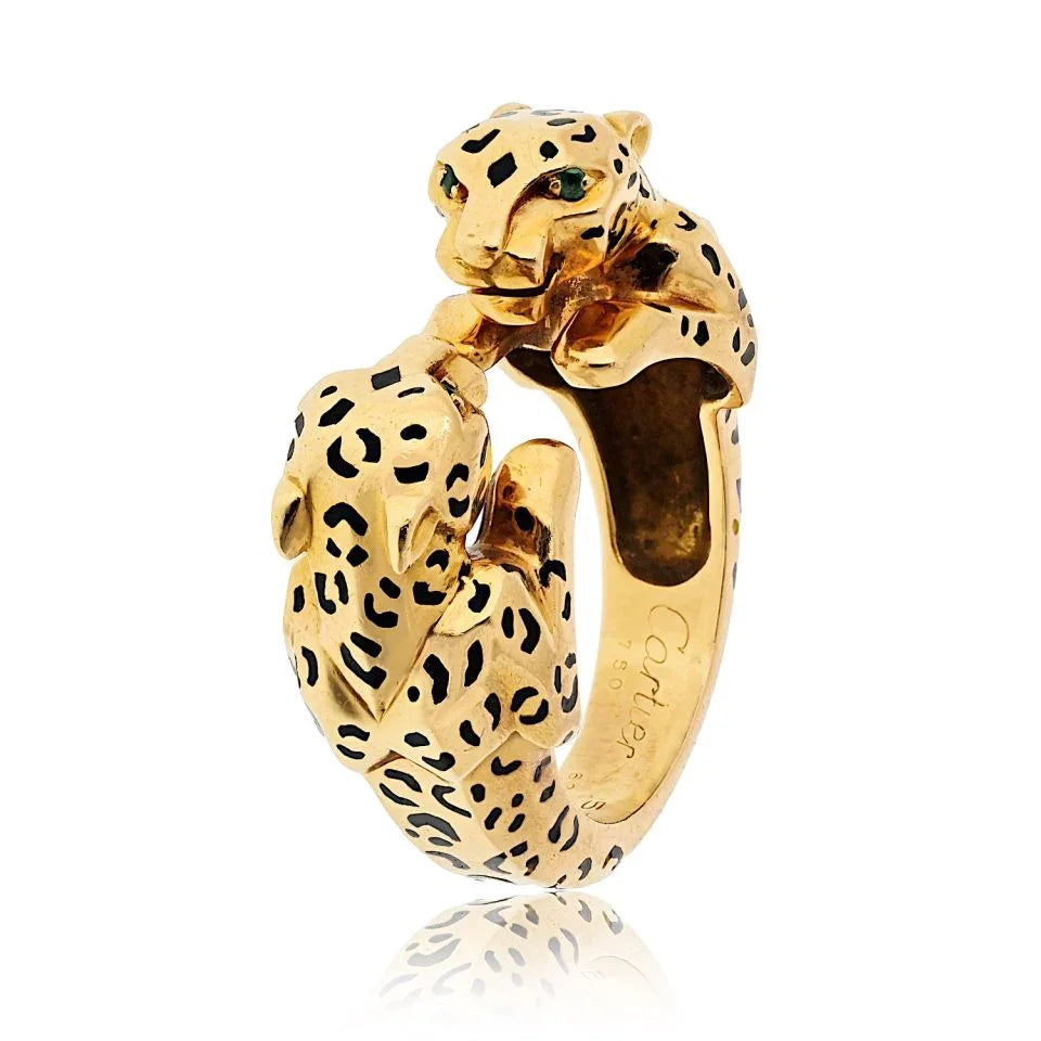 Carthttier 18K Yellow Gold Double Panthere Ring