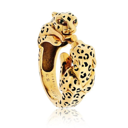 Carthttier 18K Yellow Gold Double Panthere Ring