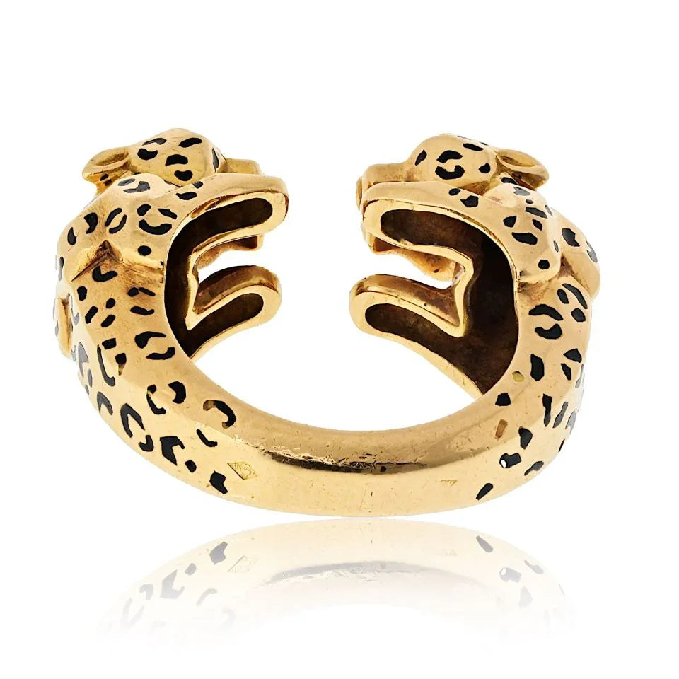 Carthttier 18K Yellow Gold Double Panthere Ring