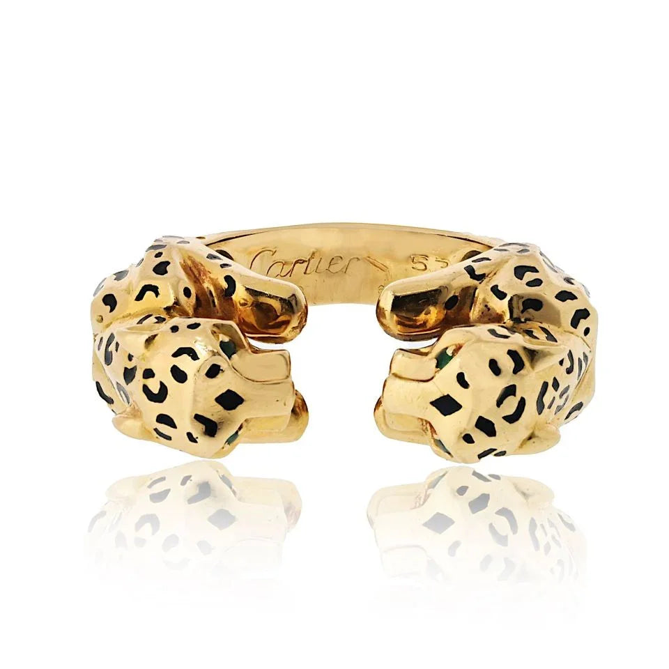 Carthttier 18K Yellow Gold Double Panthere Ring