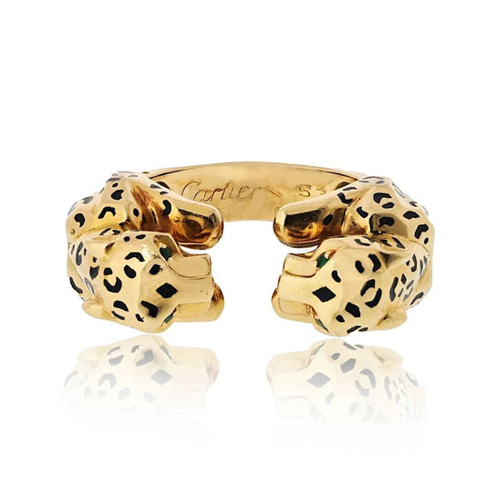 Carthttier 18K Yellow Gold Double Panthere Ring