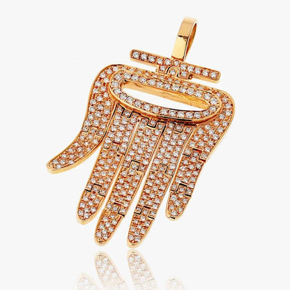 Carthttier 18K Rose Gold Round Cut Pave Set Diamond Hamsa Pendant