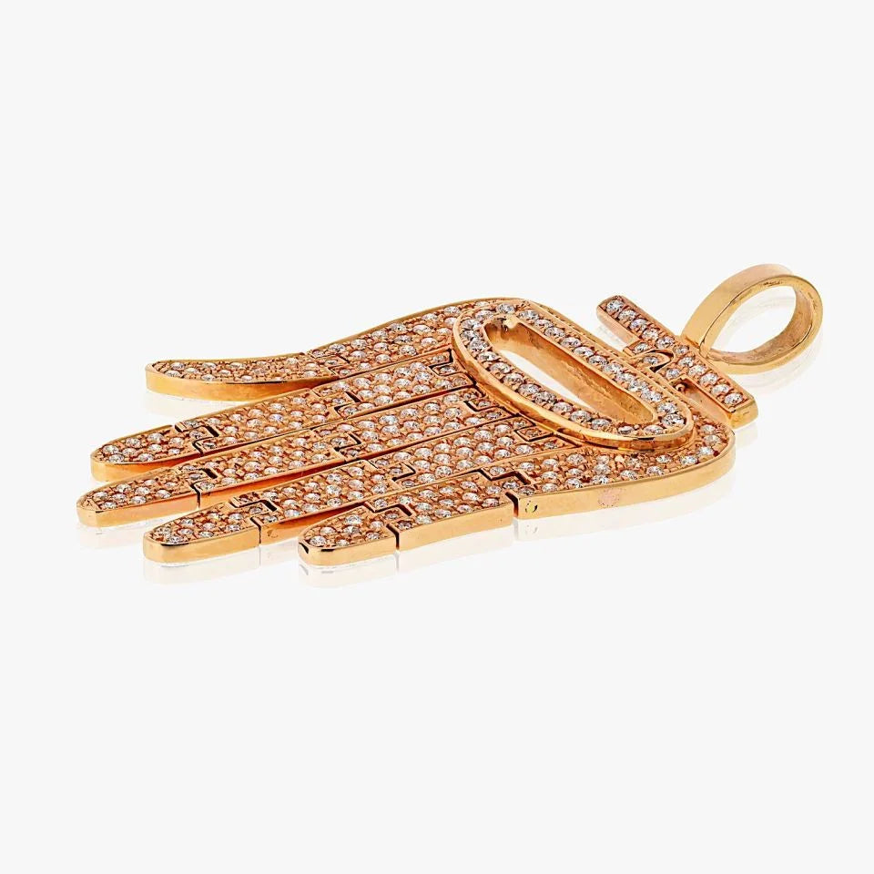 Carthttier 18K Rose Gold Round Cut Pave Set Diamond Hamsa Pendant