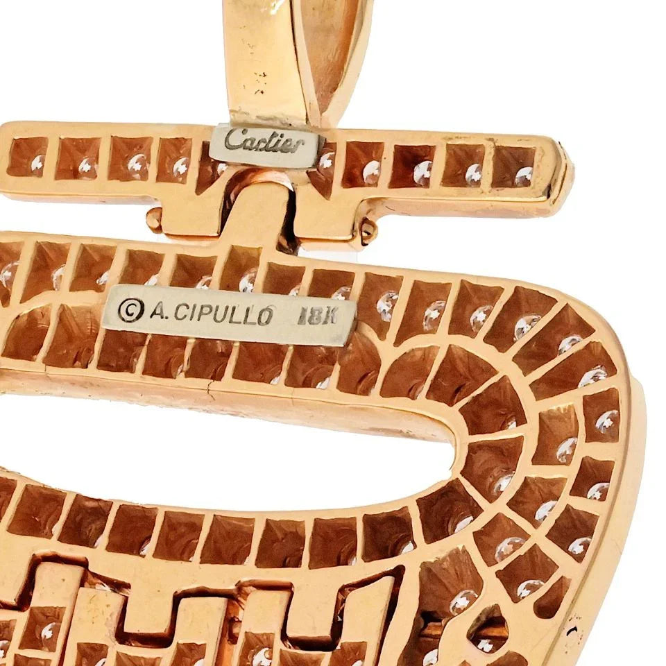 Carthttier 18K Rose Gold Round Cut Pave Set Diamond Hamsa Pendant