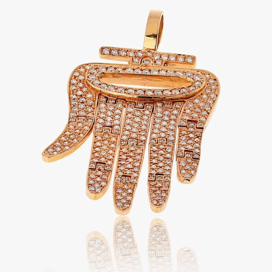 Carthttier 18K Rose Gold Round Cut Pave Set Diamond Hamsa Pendant