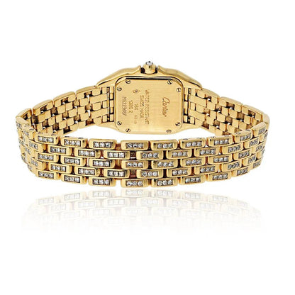 Carthttier Panthere 18K Yellow Gold Factory Diamond Mid Size Ref 1280/2 Women Watch