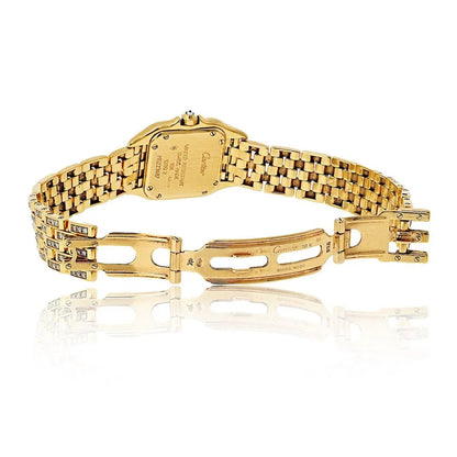 Carthttier Panthere 18K Yellow Gold Factory Diamond Mid Size Ref 1280/2 Women Watch