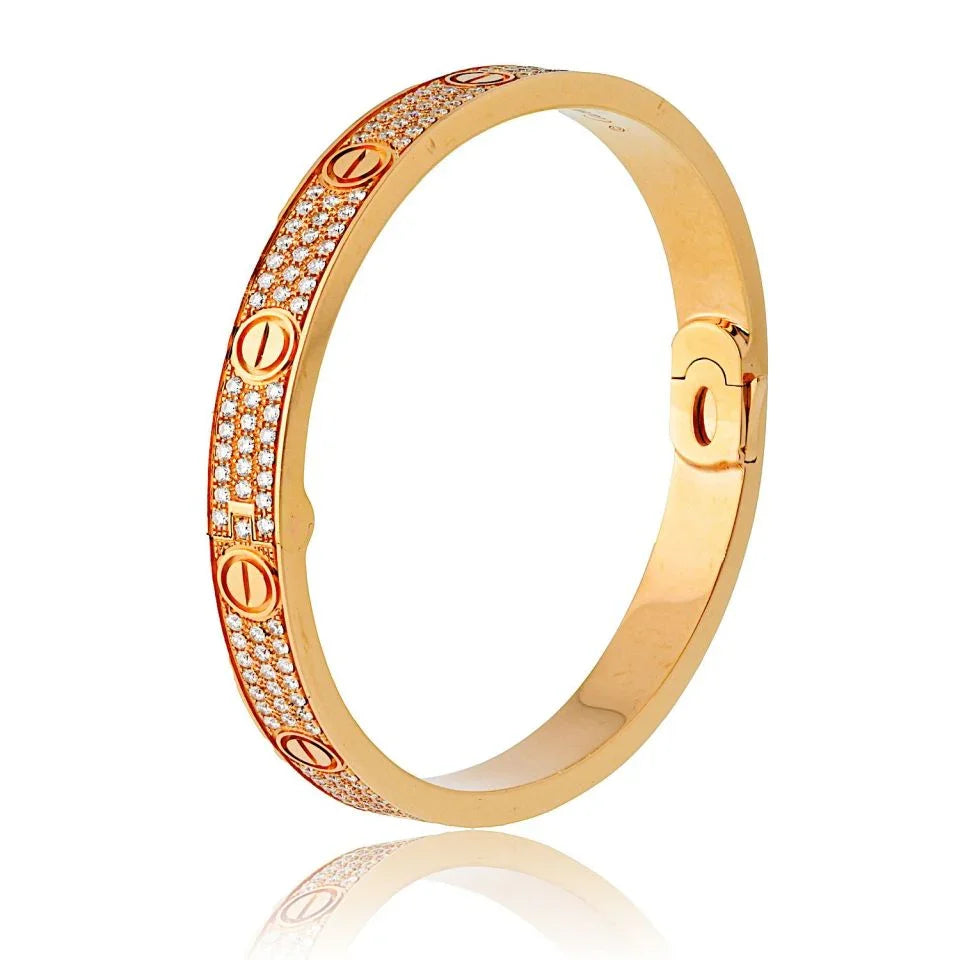 Carthttier Love 18K Rose Gold Diamond Pave Size 19 Bracelet