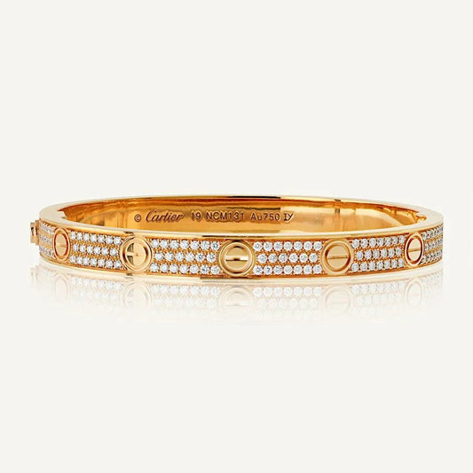 Carthttier Love 18K Rose Gold Diamond Pave Size 19 Bracelet