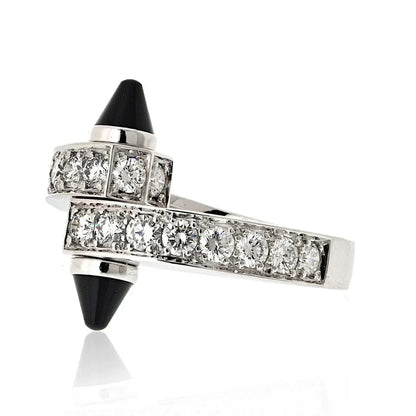 Carthttier 18K White Gold Diamond And Onyx Menotte Ring