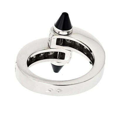 Carthttier 18K White Gold Diamond And Onyx Menotte Ring