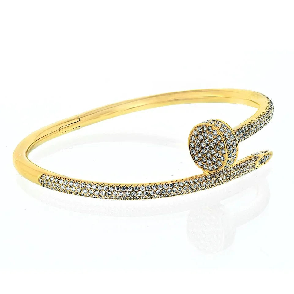 Carthttier Juste Un Clou 18K Yellow Gold Pave Diamond Size 17 Bracelet