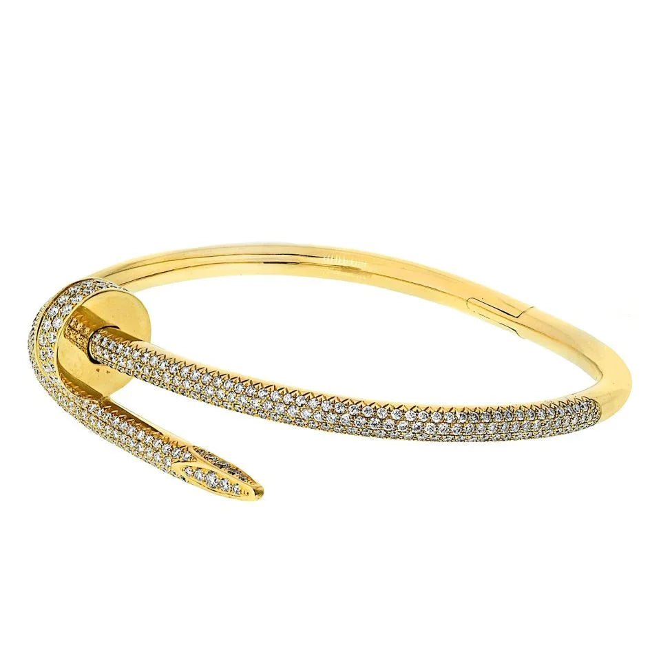 Carthttier Juste Un Clou 18K Yellow Gold Pave Diamond Size 17 Bracelet