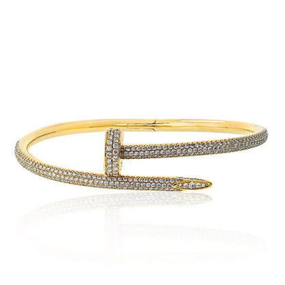 Carthttier Juste Un Clou 18K Yellow Gold Pave Diamond Size 17 Bracelet