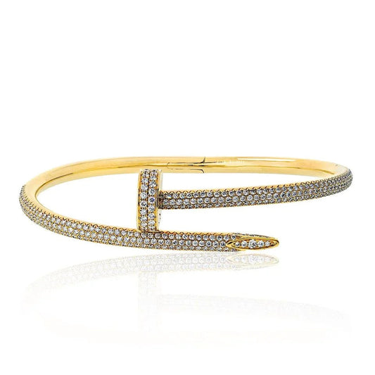 Carthttier Juste Un Clou 18K Yellow Gold Pave Diamond Size 17 Bracelet