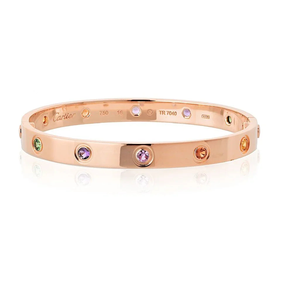 Carthttier Love 18K Rose Gold Rainbow Size 16 Bracelet