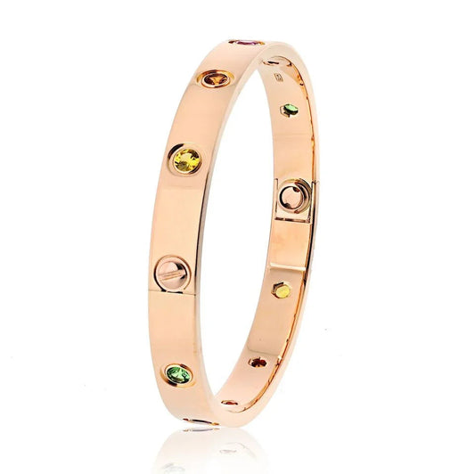Carthttier Love 18K Rose Gold Rainbow Size 16 Bracelet