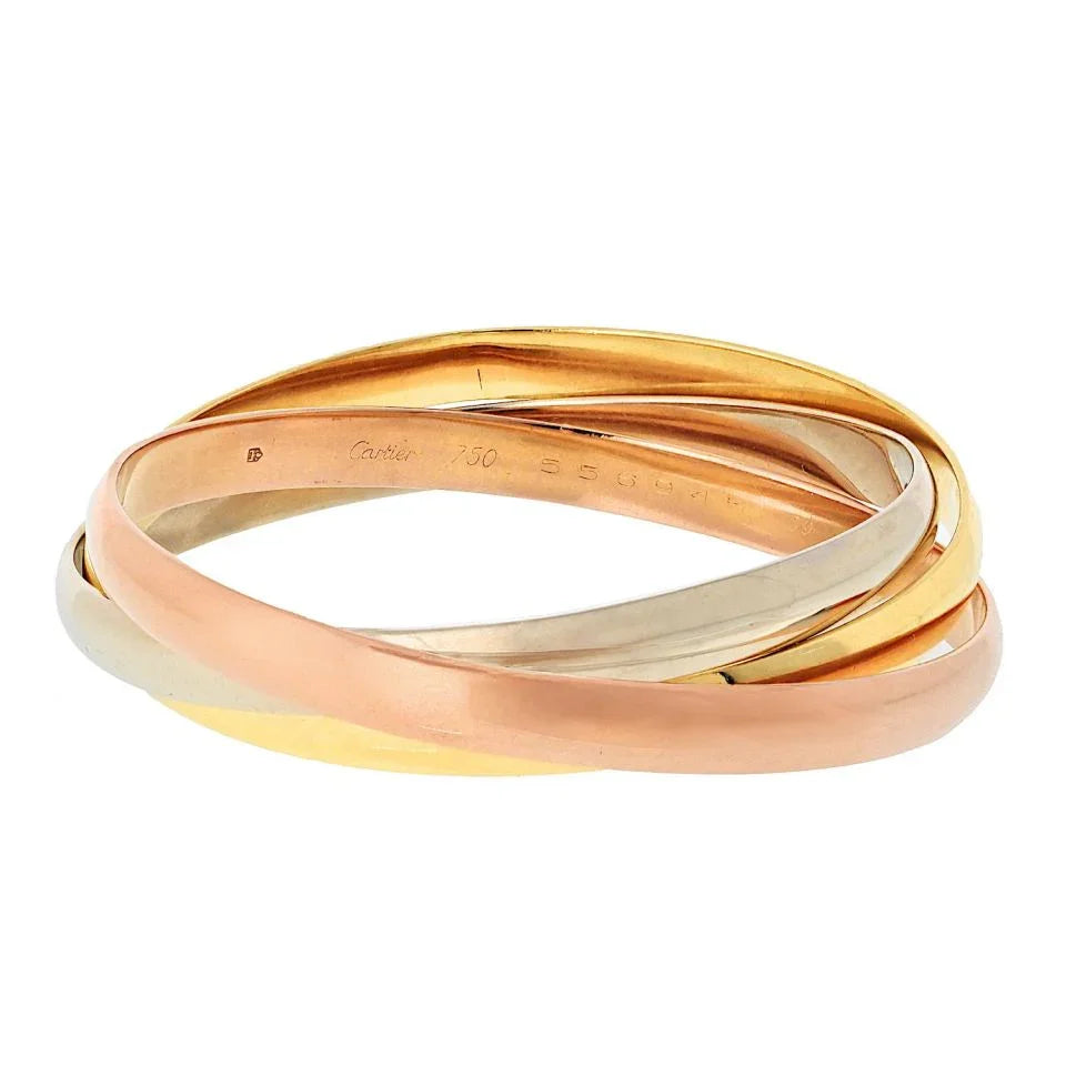 Carthttier 18K Tri Color Larger Model (Wider) Trinity Bangle Bracelet
