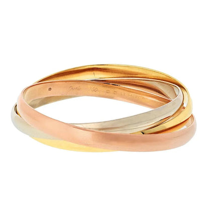 Carthttier 18K Tri Color Larger Model (Wider) Trinity Bangle Bracelet