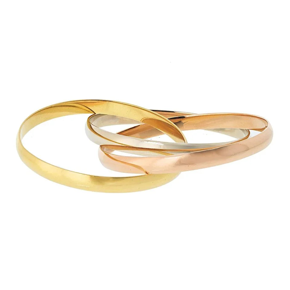 Carthttier 18K Tri Color Larger Model (Wider) Trinity Bangle Bracelet