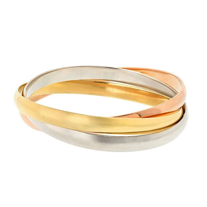 Carthttier 18K Tri Color Larger Model (Wider) Trinity Bangle Bracelet