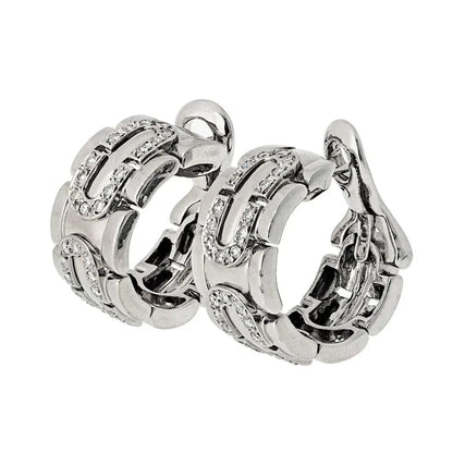 Carthttier 18K White Gold Maillon Panthere Hoop Earrings