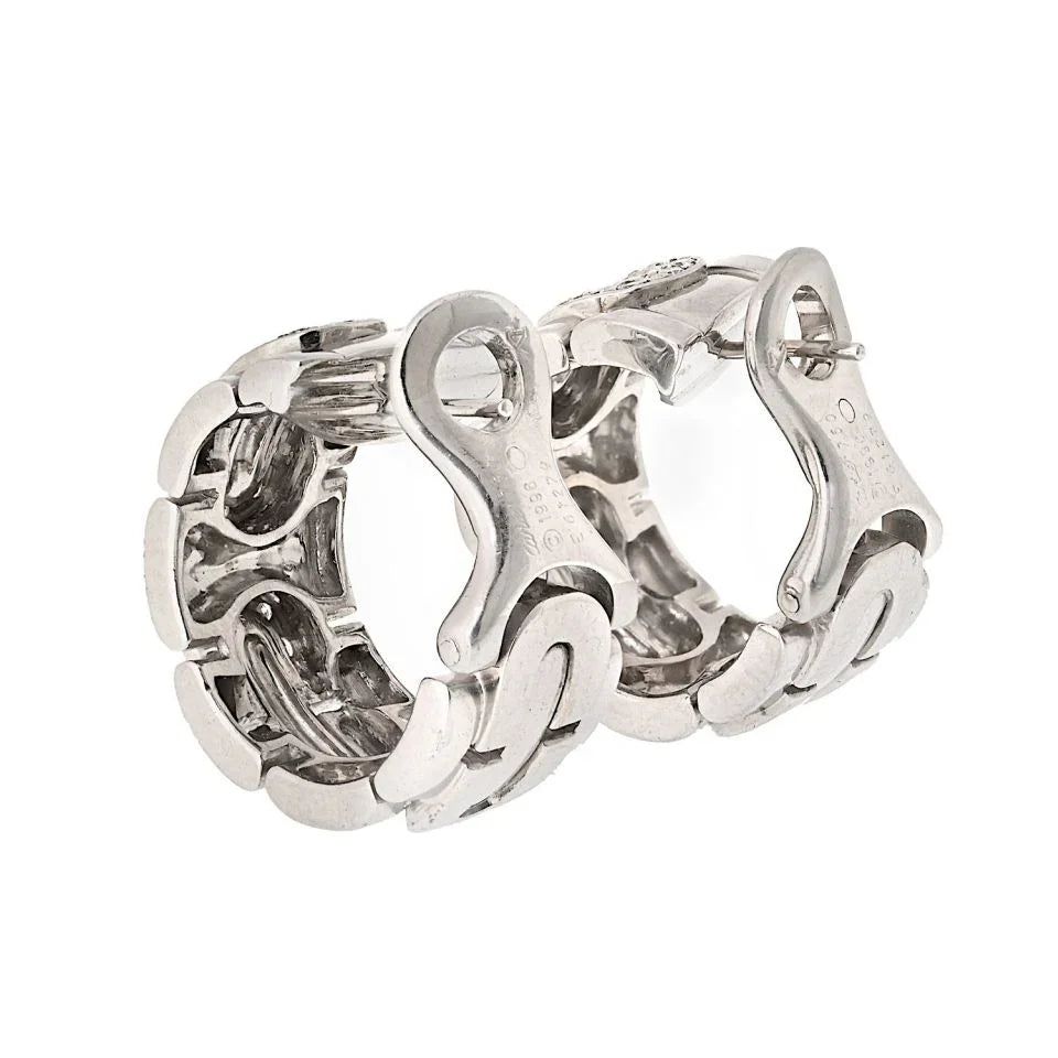 Carthttier 18K White Gold Maillon Panthere Hoop Earrings