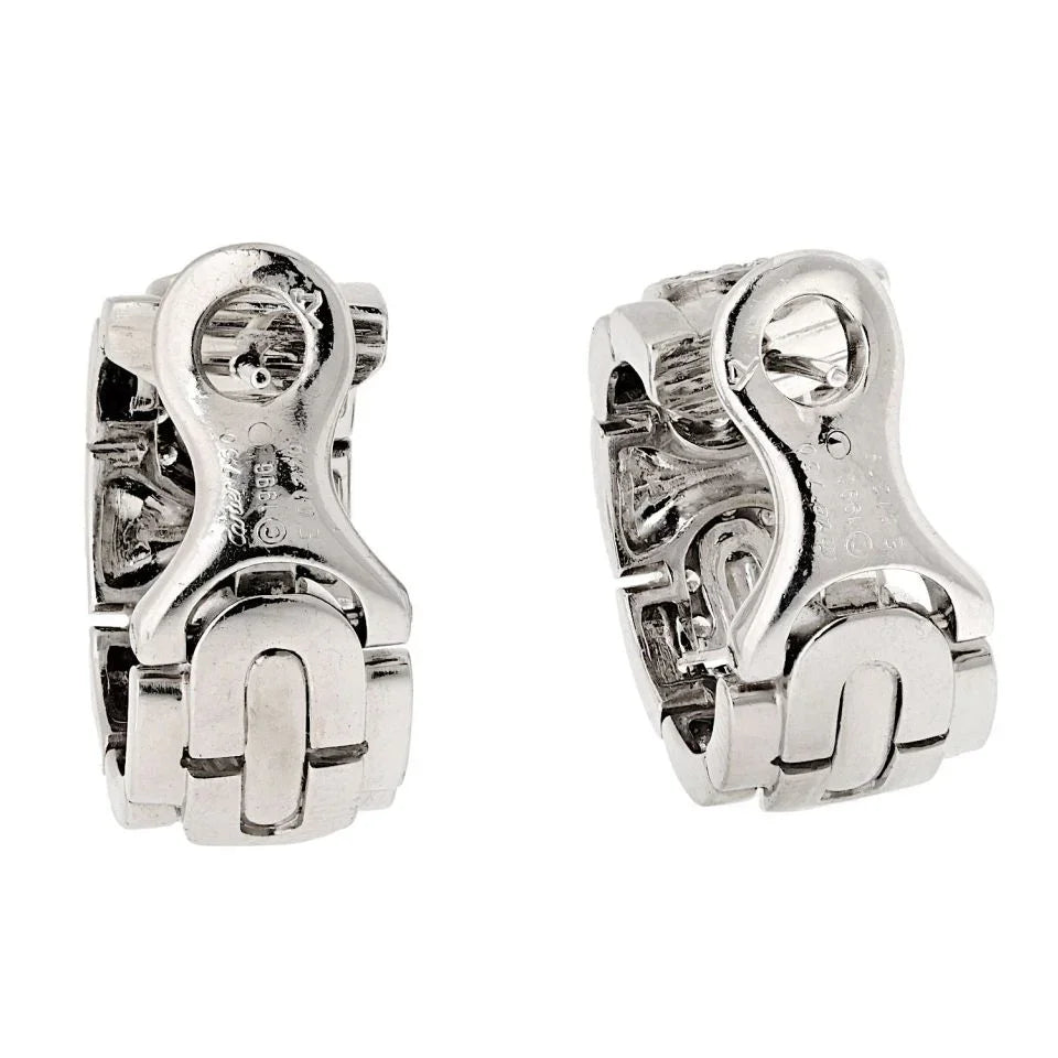 Carthttier 18K White Gold Maillon Panthere Hoop Earrings