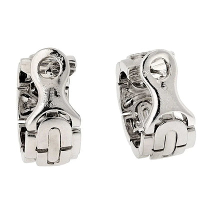 Carthttier 18K White Gold Maillon Panthere Hoop Earrings