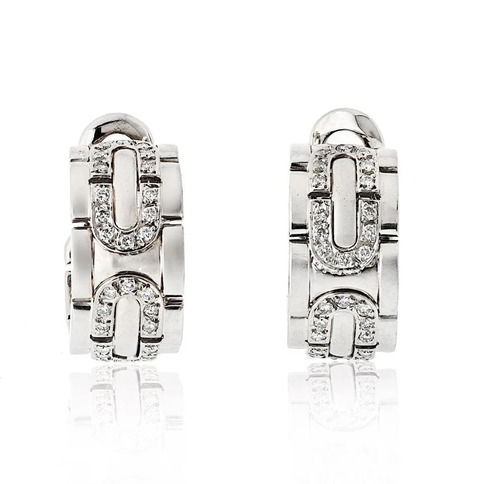Carthttier 18K White Gold Maillon Panthere Hoop Earrings