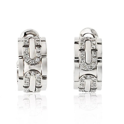 Carthttier 18K White Gold Maillon Panthere Hoop Earrings