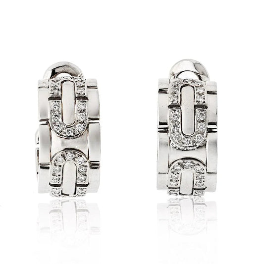 Carthttier 18K White Gold Maillon Panthere Hoop Earrings