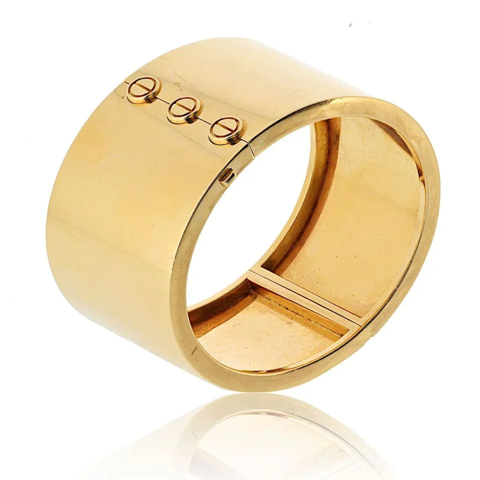 Carthttier Love 18K Yellow Gold Wide Cuff Bracelet