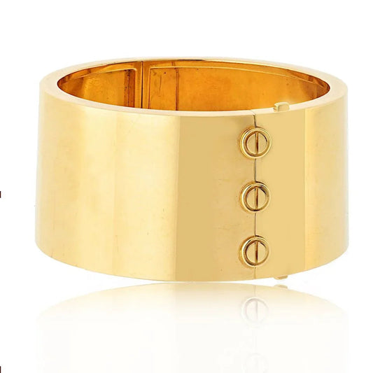 Carthttier Love 18K Yellow Gold Wide Cuff Bracelet