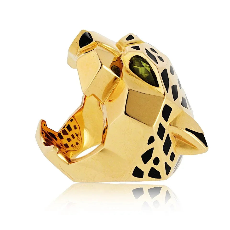 Carthttier Panthere 18K Yellow Gold Solid Panthere Head Ring