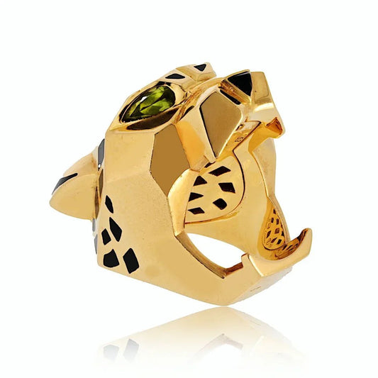 Carthttier Panthere 18K Yellow Gold Solid Panthere Head Ring