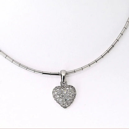 Carthttier 18K White Gold Pave Diamond Heart Necklace